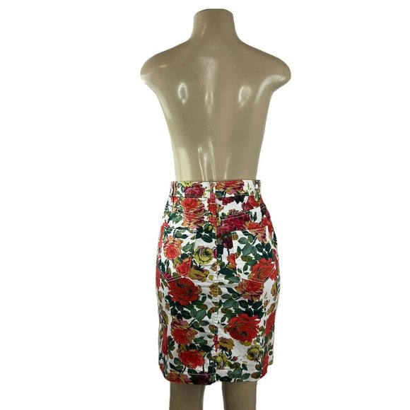 Anthropologie Maeve Floral Denim Skirt Size 4 Multicolor Garden Pencil Cotton - Picture 9 of 13